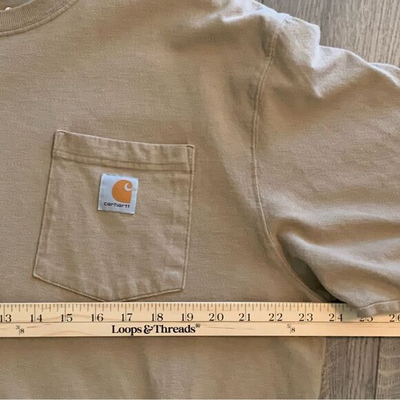 Carhartt T-Shirt Men’s Large Tall Khaki Short Sleeve Loose Fit. - Picture 8 of 12